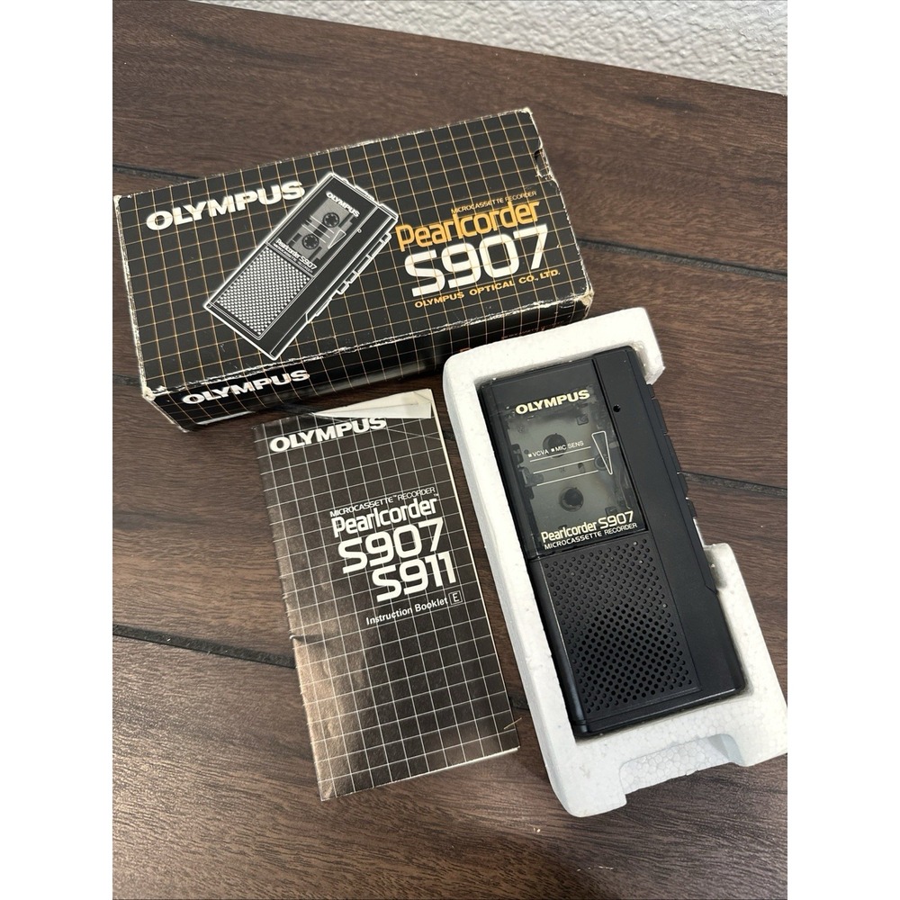 Olympus Pearlcorder S907 Handheld Microcassette Audio Recorder - In Original Box